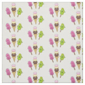 Tissu Illustration drôle de popsicles et de crème glacée (Échantillon)