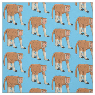 Tissu Illustration drôle de singe proboscis