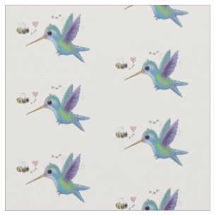 Tissu Illustration du colibri et de l'abeille