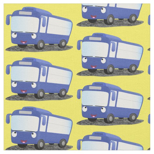 Tissu Illustration d'un bus moderne bleu mignon (Fermer)