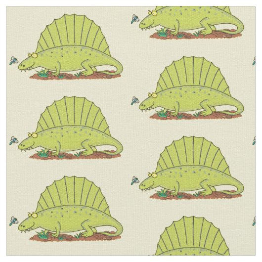 Tissu Illustration d'un dimétrodon vert mignon (Fermer)