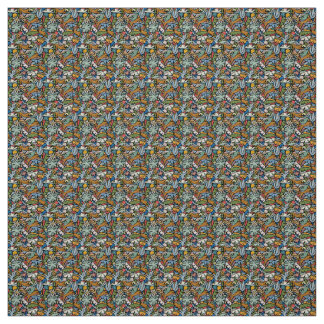 Tissu Illustration moderne de la jungle de Tiki au milie