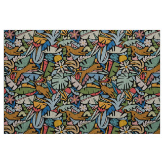 Tissu Illustration moderne de la jungle de Tiki au milie