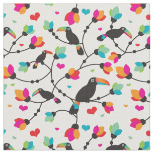 Tissu illustration tropicale d'oiseau mignon de toucan