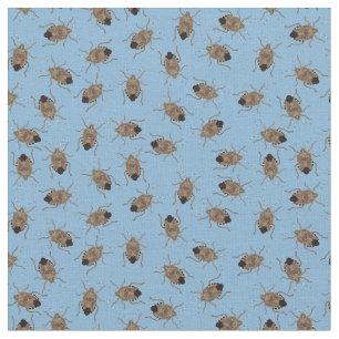Tissu Illustrations de bogues Brown sur motif bleu