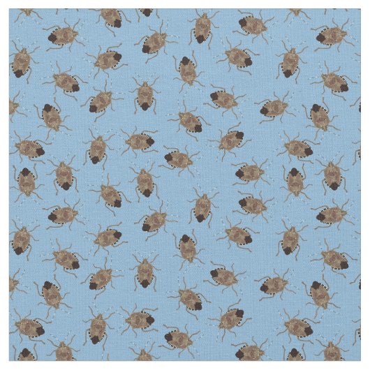 Tissu Illustrations de bogues Brown sur motif bleu (Fermer)