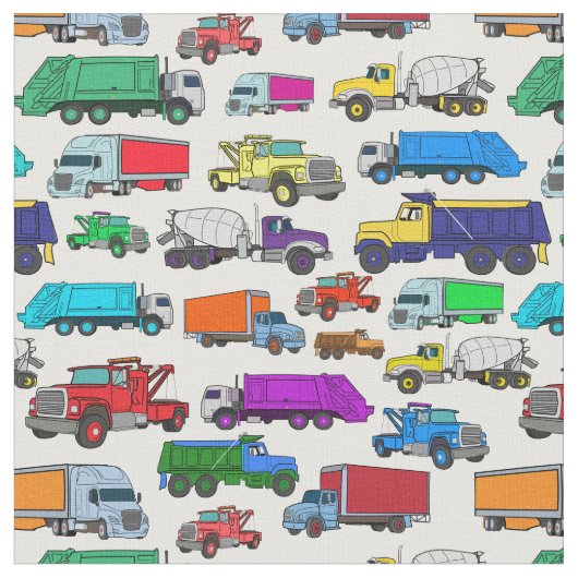 Tissu Illustrations de camionnette de style dessin animé (Fermer)