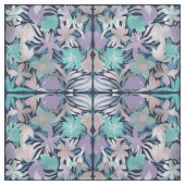 Tissu Illustrations de Feuilles floraux violets argentés (Échantillon)