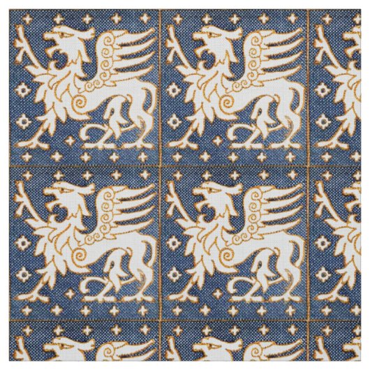 TISSU IMAGINAIRE BLANC BLEU GRIFFINS (Échantillon)