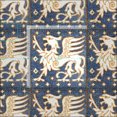 TISSU IMAGINAIRE BLANC BLEU GRIFFINS (Carreau)