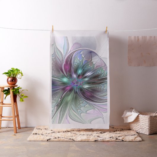 Tissu Imaginaire coloré Abstrait Fleur fractale moderne (In Situ)