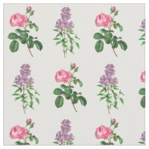 Tissu Impression botanique de rose et de lilas