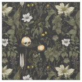 Tissu Impression crâne citrouille Cottagecore (Fermer)