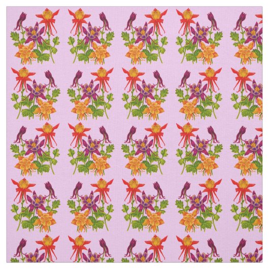 Tissu impression de fleurs de columbine (Échantillon)