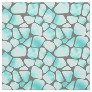 Tissu Impression de Giraffe Turquoise et Grey