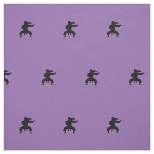 Tissu Impression de Karateka minimaliste violet et noir