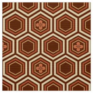 Tissu Impression de kimono hexagonale, marron et beige