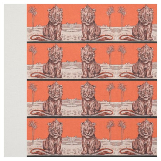 Tissu impression de lion souriant (Échantillon)