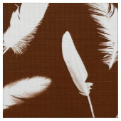 Tissu Impression de plume blanche sur marron chocolat (Fermer)