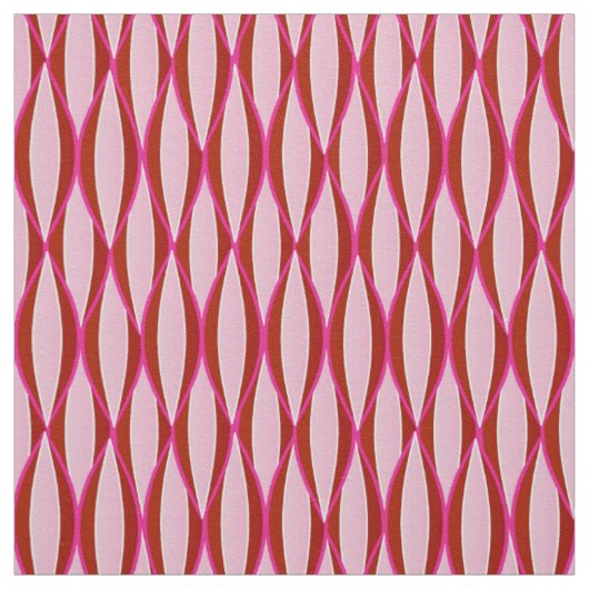 Tissu Impression du ruban du milieu du siècle - rose et  (Échantillon)