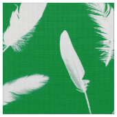 Tissu Impression en plumes blanches sur vert jade (Fermer)
