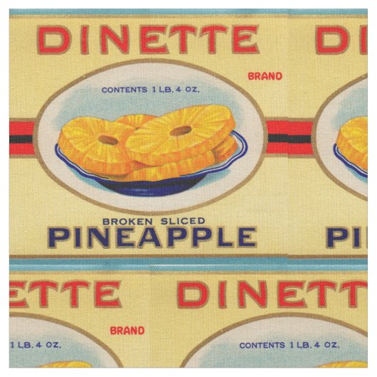 Tissu Impression étiquette d'ananas Dinette 1930 (Fermer)