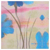 Tissu Impression florale bleu vert et rose (Fermer)