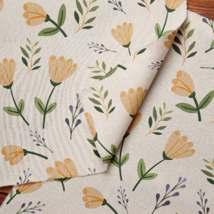 Tissu Impression florale minimale en jaune et vert