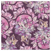 Tissu Impression florale tirée par la main pourpre rose (Échantillon)