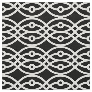 Tissu Impression Kimono, blanc sur noir