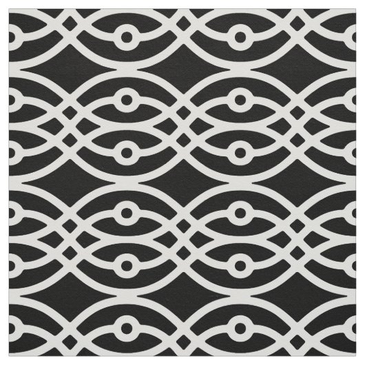 Tissu Impression Kimono, blanc sur noir (Échantillon)