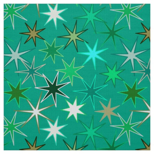 Tissu Impression Starburst Moderne, Turquoise et Aqua (Échantillon)