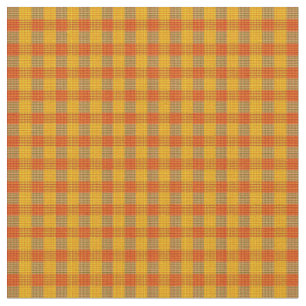 Tissu Impression Tartan Orange Et Jaune,