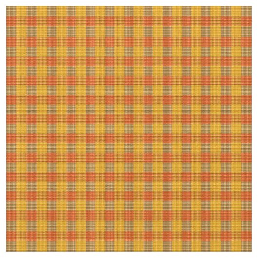 Tissu Impression Tartan Orange Et Jaune, (Fermer)