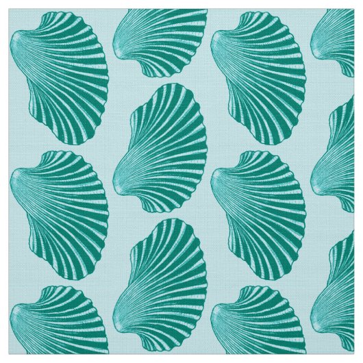 Tissu Impression, turquoise et aqua à coque de pétoncle (Échantillon)