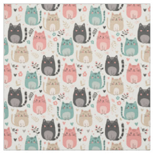 Tissu Impressions d'art d'animaux amusants de chatons de