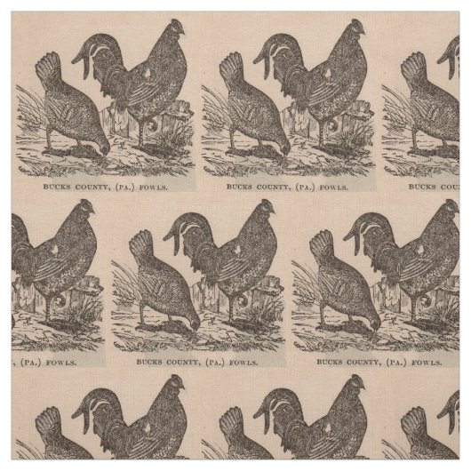 Tissu Imprimé au 19e siècle Bucks Comté poulets poulets (Échantillon)