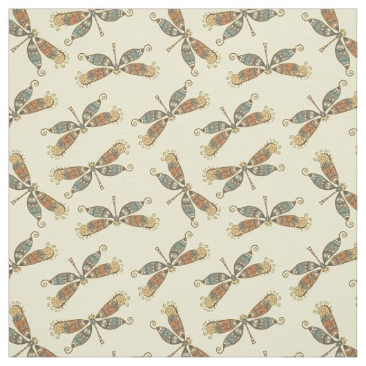 Tissu imprimé avec une libellule fantaisiste migno (Échantillon)
