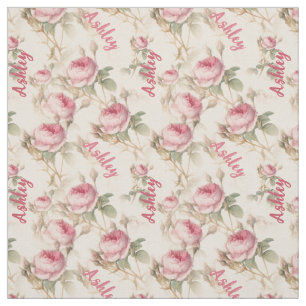 Tissu Imprimé chic personnalisé de rose corail avec nom