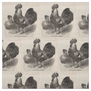 Tissu imprimé du 19e siècle gris anglais dorkings poulet
