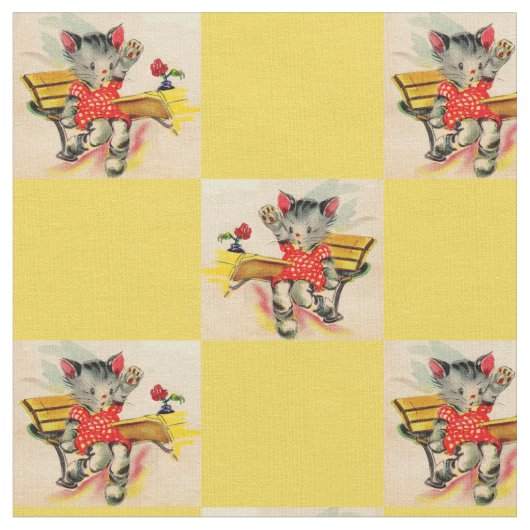 Tissu imprimé étudiant chaton kitten (Fermer)