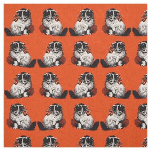 Tissu imprimé petit chaton doux (Échantillon)