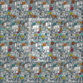 Tissu indigo animal d'ABC multi (Carreau)
