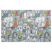 Tissu indigo animal d'ABC multi (Fat Quarter)