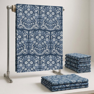 Tissu Indigo Floral Vintage Campagne Toile De Jouy