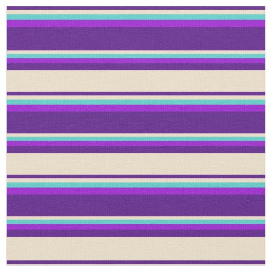 Tissu Indigo, Tan, Turquoise et Violet foncé (Fermer)