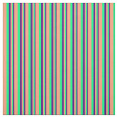 Tissu Indigo, vert et Saumon clair rayures (Échantillon)