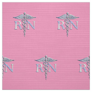 Tissu Infirmière autorisée RN Caduceus sur Rose rose