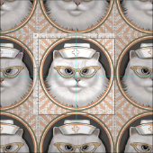 Tissu Infirmière Chat Persan (Carreau)
