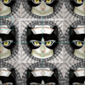 Tissu Infirmière Chat Smoking (Carreau)